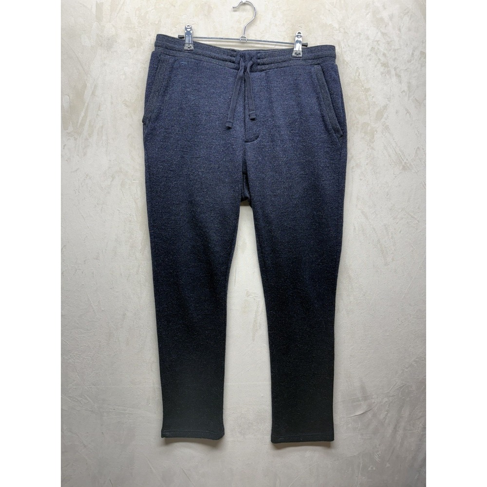 Taylor Stitch Apres Pant Medium Blue Melange Wool Blend Knit Joggers Drawstring